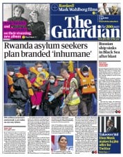 The Guardian () Newspaper Front Page for 15 April 2022