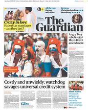 The Guardian () Newspaper Front Page for 15 June 2018