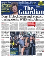 The Guardian () Newspaper Front Page for 15 June 2020