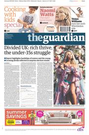 The Guardian () Newspaper Front Page for 15 July 2017
