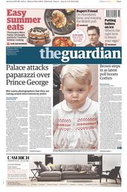 The Guardian () Newspaper Front Page for 15 August 2015