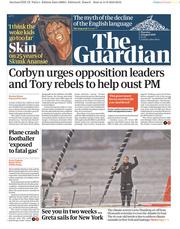 The Guardian () Newspaper Front Page for 15 August 2019