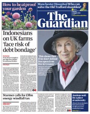 The Guardian () Newspaper Front Page for 15 August 2022