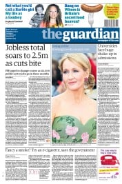 The Guardian () Newspaper Front Page for 15 September 2011