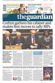 The Guardian () Newspaper Front Page for 15 September 2015