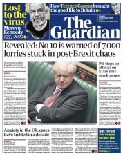 The Guardian () Newspaper Front Page for 15 September 2020