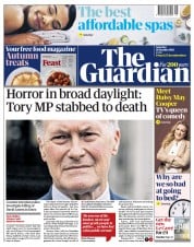 The Guardian () Newspaper Front Page for 16 October 2021