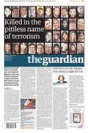 The Guardian () Newspaper Front Page for 16 November 2015