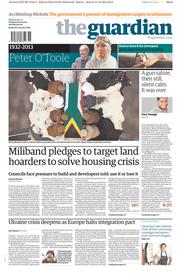 The Guardian () Newspaper Front Page for 16 December 2013