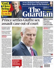 The Guardian () Newspaper Front Page for 16 February 2022