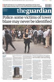 The Guardian () Newspaper Front Page for 16 June 2017