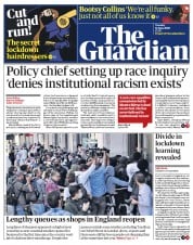The Guardian () Newspaper Front Page for 16 June 2020