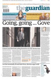 The Guardian () Newspaper Front Page for 16 July 2014