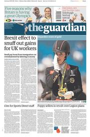 The Guardian () Newspaper Front Page for 16 August 2016