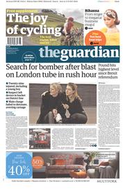 The Guardian () Newspaper Front Page for 16 September 2017