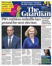 The Guardian () Newspaper Front Page for 16 September 2021