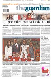 The Guardian () Newspaper Front Page for 17 December 2013