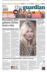 The Guardian () Newspaper Front Page for 17 January 2014