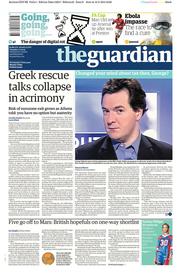 The Guardian () Newspaper Front Page for 17 February 2015