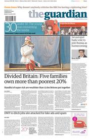 The Guardian () Newspaper Front Page for 17 March 2014
