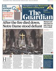 The Guardian () Newspaper Front Page for 17 April 2019