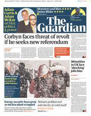 The Guardian () Newspaper Front Page for 18 January 2019