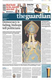 The Guardian () Newspaper Front Page for 18 February 2015