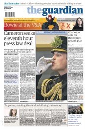 The Guardian () Newspaper Front Page for 18 March 2013
