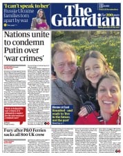 The Guardian () Newspaper Front Page for 18 March 2022