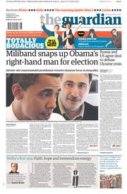 The Guardian () Newspaper Front Page for 18 April 2014