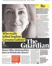 The Guardian () Newspaper Front Page for 18 April 2018