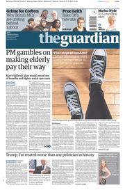 The Guardian () Newspaper Front Page for 18 May 2017
