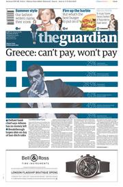 The Guardian () Newspaper Front Page for 18 June 2015