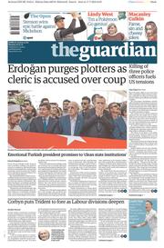 The Guardian () Newspaper Front Page for 18 July 2016