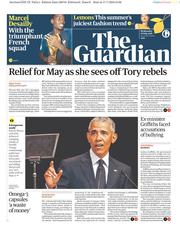 The Guardian () Newspaper Front Page for 18 July 2018