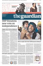 The Guardian () Newspaper Front Page for 18 September 2015
