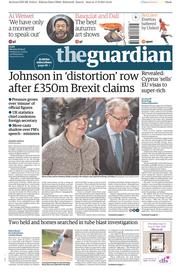 The Guardian () Newspaper Front Page for 18 September 2017