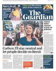 The Guardian () Newspaper Front Page for 18 September 2019