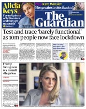 The Guardian () Newspaper Front Page for 18 September 2020
