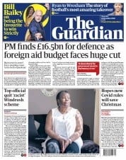 The Guardian () Newspaper Front Page for 19 November 2020