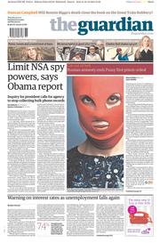 The Guardian () Newspaper Front Page for 19 December 2013