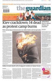 The Guardian () Newspaper Front Page for 19 February 2014