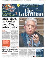 The Guardian () Newspaper Front Page for 19 March 2019