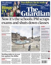 The Guardian () Newspaper Front Page for 19 March 2020