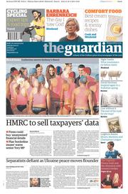 The Guardian () Newspaper Front Page for 19 April 2014