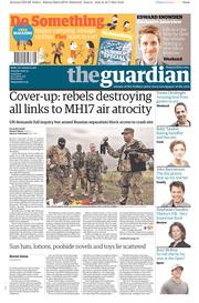 The Guardian () Newspaper Front Page for 19 July 2014