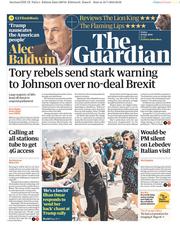 The Guardian () Newspaper Front Page for 19 July 2019