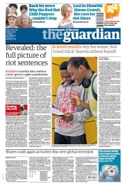 The Guardian () Newspaper Front Page for 19 August 2011