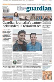 The Guardian () Newspaper Front Page for 19 August 2013