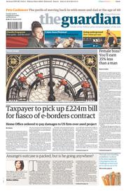 The Guardian () Newspaper Front Page for 19 August 2014